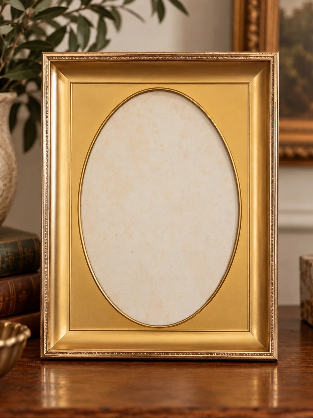 Gold Oval Mat Picture Frame -